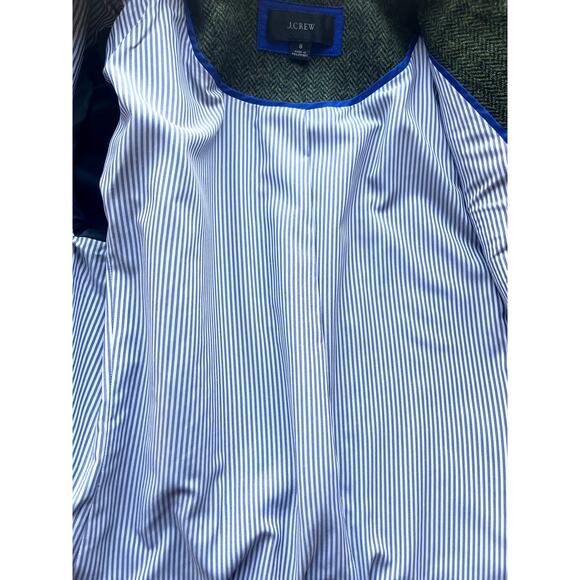 J.Crew Bristol Blazer Jacket Double Breasted Herringbone Wool Green Size 8 - Picture 10 of 10